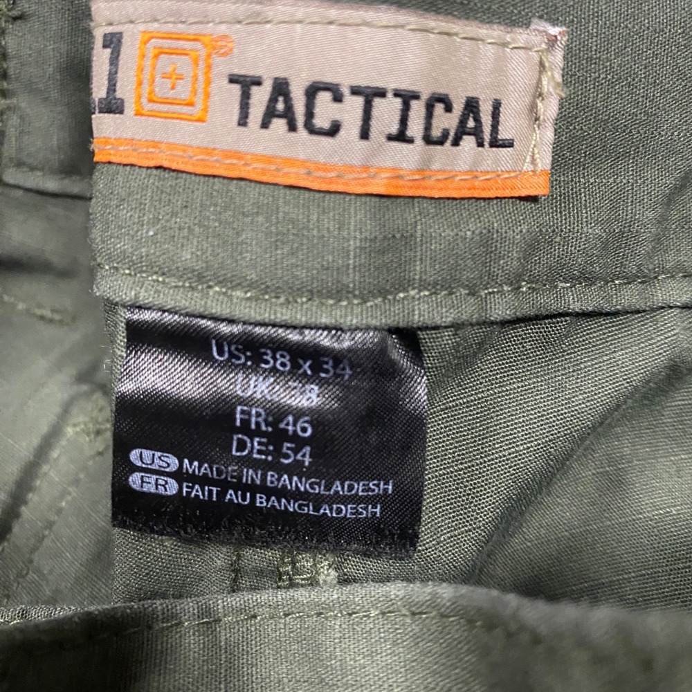 5.11 Tactical Cargo Pants Mens 38x34 Green Cotton Canvas Work Trousers 74273-190 - Picture 3 of 6